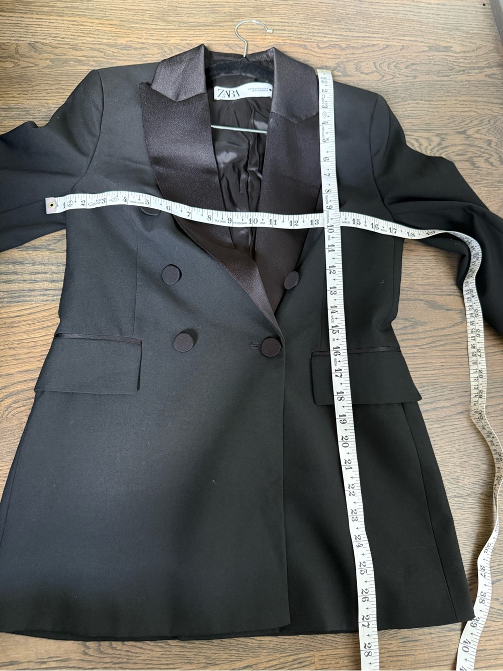 Zara Black Satin Lapel Double-Breasted Blazer size XS, like new. - Picture 6 of 6